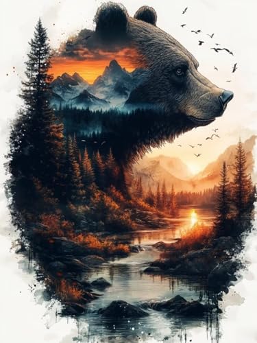 Diamond Painting XXL Bären für Bastelset Kinder ab 6 Jahre, Diamond Painting Wald, 5D DIY Diamant Malerei Bilder Stickerei Set, Full Dimond Kristall Handwerk Geschenke für Zuhause Deko 50x70cm S-149 Diamond Painting XXL Bären für Bastelset Kinder ab 6 Jahre, Diamond Painting Wald, 5D DIY Diamant Malerei Bilder Stickerei Set, Full Dimond Kristall Handwerk Geschenke für Zuhause Deko 50x70cm S-149 von Snuysogx