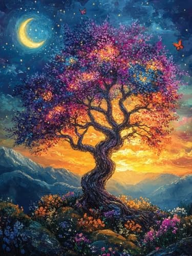 Diamond Painting XXL Baum des Lebens für Bastelset Kinder ab 6 Jahre, Diamond Painting Mond, 5D DIY Diamant Malerei Bilder Stickerei Set, Dimond Kristall Handwerk Geschenke Zuhause Deko 50x70cm S-142 Diamond Painting XXL Baum des Lebens für Bastelset Kinder ab 6 Jahre, Diamond Painting Mond, 5D DIY Diamant Malerei Bilder Stickerei Set, Dimond Kristall Handwerk Geschenke Zuhause Deko 50x70cm S-142 von Snuysogx