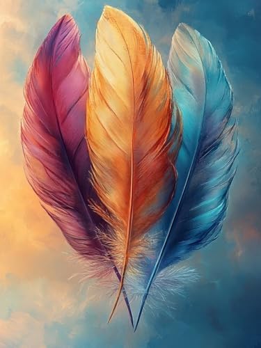 Diamond Painting XXL Feder für Bastelset Kinder ab 6 Jahre, Diamond Painting Einfachheit, 5D DIY Diamant Malerei Bilder Stickerei Set, Dimond Kristall Handwerk Geschenke Zuhause Deko 85x110cm S-156 von Snuysogx