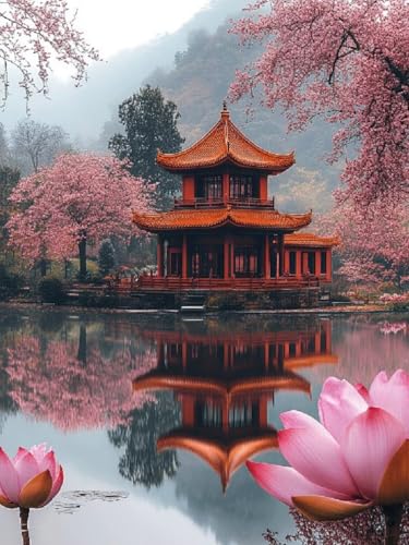 Diamond Painting XXL Landschaft für Bastelset Kinder ab 6 Jahre, Diamond Painting Blumen, 5D DIY Diamant Malerei Bilder Stickerei Set, Dimond Kristall Handwerk Geschenke Zuhause Deko 65x85cm SY1-167 von Snuysogx