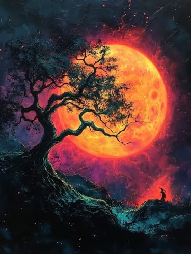 Diamond Painting XXL Mond für Bastelset Kinder ab 6 Jahre, Diamond Painting Baum, 5D DIY Diamant Malerei Bilder Stickerei Set, Full Dimond Kristall Handwerk Geschenke für Zuhause Deko 50x70cm S-105 Diamond Painting XXL Mond für Bastelset Kinder ab 6 Jahre, Diamond Painting Baum, 5D DIY Diamant Malerei Bilder Stickerei Set, Full Dimond Kristall Handwerk Geschenke für Zuhause Deko 50x70cm S-105 von Snuysogx