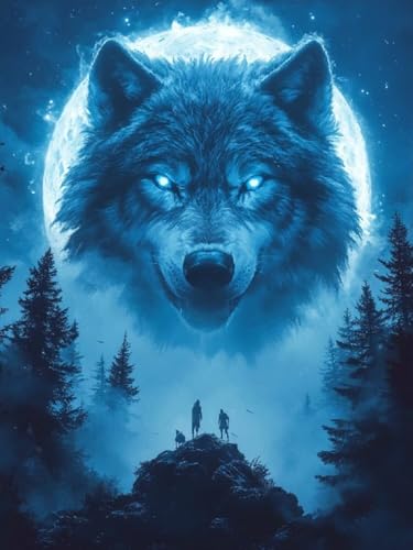 Diamond Painting XXL Wolf für Bastelset Kinder ab 6 Jahre, Diamond Painting Mond, 5D DIY Diamant Malerei Bilder Stickerei Set, Dimond Kristall Handwerk Geschenke für Zuhause Deko 65x85cm SY1-170 Diamond Painting XXL Wolf für Bastelset Kinder ab 6 Jahre, Diamond Painting Mond, 5D DIY Diamant Malerei Bilder Stickerei Set, Dimond Kristall Handwerk Geschenke für Zuhause Deko 65x85cm SY1-170 von Snuysogx