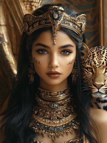 Frau Diamond Painting Groß XXL 80x100cm für Bastelset Kinder ab 6 Jahre, 5D Diamond Painting Leopard Neuheiten, DIY Diamant Mosaik Bastelset Erwachsene, Daiments Malerei Stickerei Festival Deko S-204 von Snuysogx