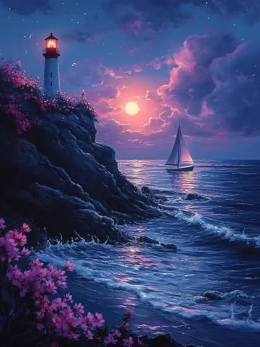Leuchtturm Diamond Painting Groß XXL 60x80cm für Bastelset Kinder ab 6 Jahre, 5D Diamond Painting Nacht, DIY Full Diamant Mosaik Bastelset Erwachsene, Daiments Malerei Stickerei Festival Deko S-340 Leuchtturm Diamond Painting Groß XXL 60x80cm für Bastelset Kinder ab 6 Jahre, 5D Diamond Painting Nacht, DIY Full Diamant Mosaik Bastelset Erwachsene, Daiments Malerei Stickerei Festival Deko S-340 von Snuysogx