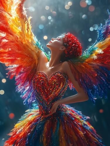 Mädchen Diamond Painting Groß XXL 60x80cm für Bastelset Kinder ab 6 Jahre, 5D Diamond Painting Flügel Neuheiten, DIY Diamant Mosaik Bastelset Erwachsene, Daiments Malerei Stickerei Festival Deko S-120 von Snuysogx