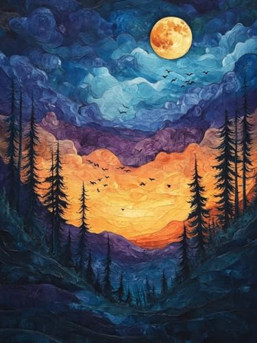 Mond Diamond Painting Groß XXL 90x120cm für Bastelset Kinder ab 6 Jahre, 5D Diamond Painting Landschaft, DIY Full Diamant Mosaik Bastelset Erwachsene, Daiments Malerei Stickerei Festival Deko S-112 Mond Diamond Painting Groß XXL 90x120cm für Bastelset Kinder ab 6 Jahre, 5D Diamond Painting Landschaft, DIY Full Diamant Mosaik Bastelset Erwachsene, Daiments Malerei Stickerei Festival Deko S-112 von Snuysogx