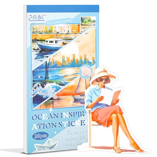 Snylcce Blaue Ozean-Serie Stickerbuch - 20 Blätter Vintage PET-Aufkleber für Scrapbooking & Junk-Journaling - Vorgeschnittene maritime Designs Snylcce Blaue Ozean-Serie Stickerbuch - 20 Blätter Vintage PET-Aufkleber für Scrapbooking & Junk-Journaling - Vorgeschnittene maritime Designs von Snylcce