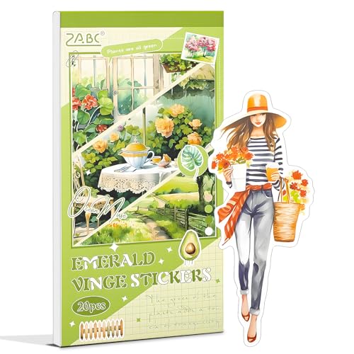 Snylcce Grüne Baum-Serie Stickerbuch - 20 Blätter Vintage PET-Aufkleber für Scrapbooking - Vorgeschnittene Naturdesigns Snylcce Grüne Baum-Serie Stickerbuch - 20 Blätter Vintage PET-Aufkleber für Scrapbooking - Vorgeschnittene Naturdesigns von Snylcce