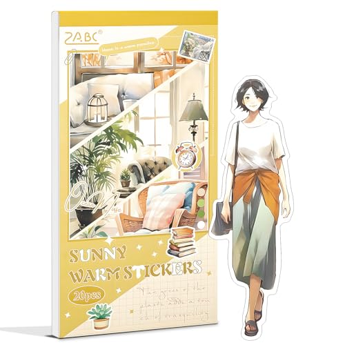 Snylcce Sonnenschein-Serie Stickerbuch - 20 Blätter PET-Vintage-Aufkleber - Strahlende vorgeschnittene Designs von Snylcce