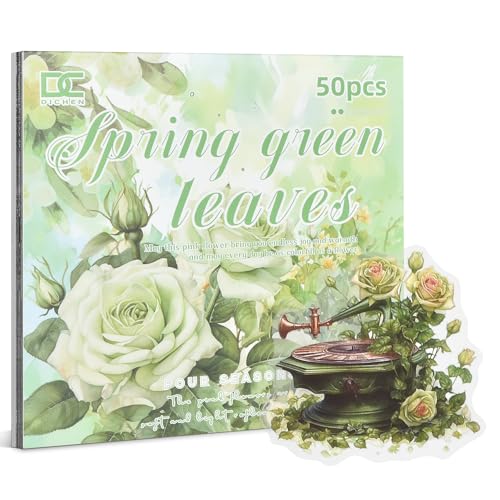 Snylcce Vintage Journaling Kit - 50 Blätter Aufkleber für Junk Journals - Grüne Blattmotive vorgeschnitten Snylcce Vintage Journaling Kit - 50 Blätter Aufkleber für Junk Journals - Grüne Blattmotive vorgeschnitten von Snylcce