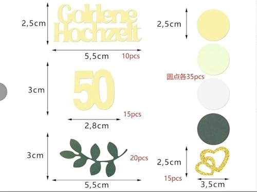 Deko Konfetti - 200 Stk Herzen, 50 Jahre Jubiläum, Tischdeko Grün Gold, Herz Dekoration, Streudeko Deko Konfetti - 200 Stk Herzen, 50 Jahre Jubiläum, Tischdeko Grün Gold, Herz Dekoration, Streudeko von Snyvpra