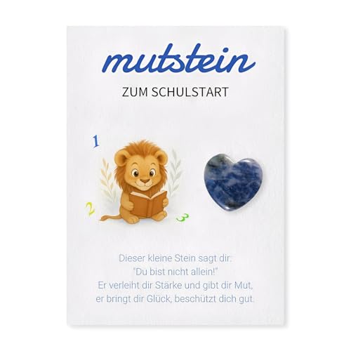 Mutstein Für Kinder Einschulung, Glücksbringer Schulanfang Junge(Mutstein + Karte + Organzasäckchen), Perfekte Schultüte Füllung und Einschulung Geschenk jungen, Schulanfang Geschenk Für Jungen von Snyvpra