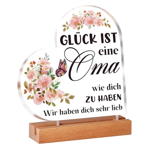 Oma Geschenk Geburtstag, Einzigartige Herzförmige Acryl Heimdekoration, Mit Holzbasis, Tolles Geschenk für Oma zum Geburtstag, Muttertag, Ostern oder Weihnachten Oma Geschenk Geburtstag, Einzigartige Herzförmige Acryl Heimdekoration, Mit Holzbasis, Tolles Geschenk für Oma zum Geburtstag, Muttertag, Ostern oder Weihnachten von Snyvpra