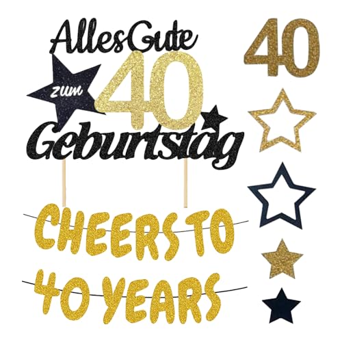 40 Geburtstag Männer Deko, Deko 40 Geburtstag Mann, Geburtstagsparty Mit Kuchenaufsatz, Girlande Und Konfetti, 40 Sah Noch Nie So Gut Aus von Snyvpra