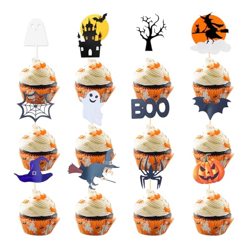 Snyvpra 53 Stück Cupcake Toppers, 13 Stile Halloween Kuchen Deko, Halloween Cupcake Deko, Für Kuchen Muffin Käseplatte Vorspeisen Dekor Snyvpra 53 Stück Cupcake Toppers, 13 Stile Halloween Kuchen Deko, Halloween Cupcake Deko, Für Kuchen Muffin Käseplatte Vorspeisen Dekor von Snyvpra