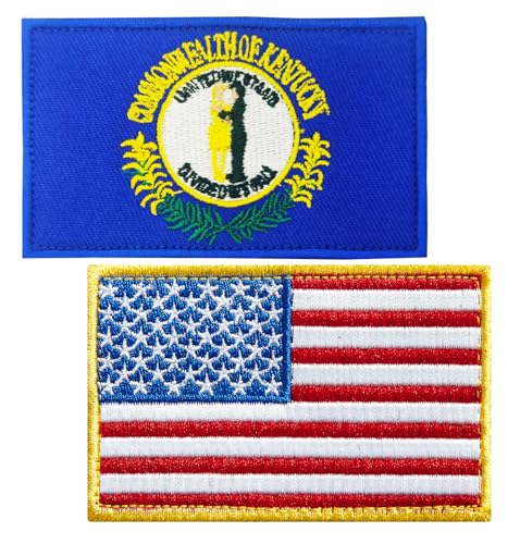 SoKoot Amerikanische US- und Kentucky-Flaggen, bestickte Aufnäher (2 Stück) von SoKoot