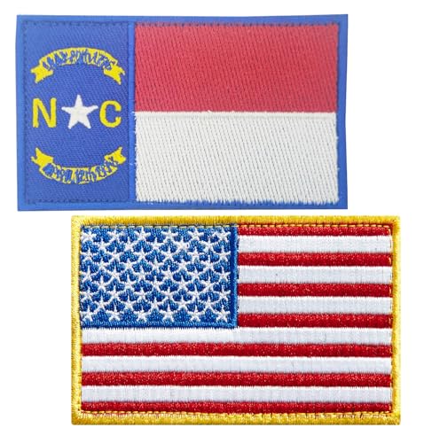 SoKoot Amerikanische US- und North Carolina-Flaggen, bestickte Aufnäher (2 Stück) von SoKoot