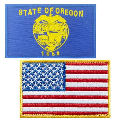 SoKoot Amerikanische US- und Oregon-Flaggen, bestickte Aufnäher (2 Stück) von SoKoot