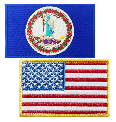 SoKoot Amerikanische US- und Virginia-Flaggen, bestickte Aufnäher (2 Stück) von SoKoot