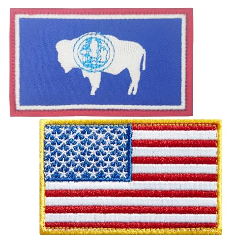 SoKoot Amerikanische US- und Wyoming-Flaggen, bestickte Aufnäher (2 Stück) von SoKoot