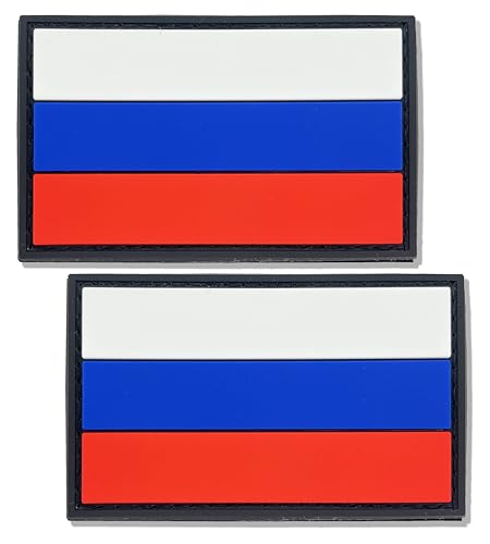 SoKoot Russland-Flaggen-Patch, Russland-Flaggen, PVC, Klettverschluss, Russland-Flaggen, Militär, taktischer Patch (2 Stück) von SoKoot