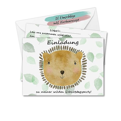 SoSi, 10x Einladungskarten mit passenden Umschlägen inkl. Kuchenrezept, Kindergeburtstag Bär, Geburtstag Mädchen und Jungen, Tiere Geburtstag SoSi, 10x Einladungskarten mit passenden Umschlägen inkl. Kuchenrezept, Kindergeburtstag Bär, Geburtstag Mädchen und Jungen, Tiere Geburtstag von SoSi