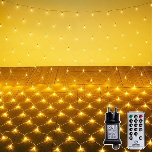 Soagrc LED Lichternetz Außen 3x2m 200 LEDs warmweiß mit Fernbedienung & Timer, 8 Modi, IP65 wasserdicht, Deko Lichterkette für Garten, Balkon, Hochzeit, Schlafzimmer, Weihnachten Soagrc LED Lichternetz Außen 3x2m 200 LEDs warmweiß mit Fernbedienung & Timer, 8 Modi, IP65 wasserdicht, Deko Lichterkette für Garten, Balkon, Hochzeit, Schlafzimmer, Weihnachten von Soagrc