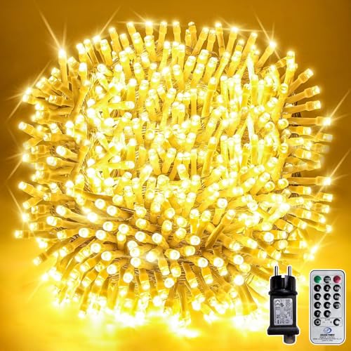 Soagrc Lichterkette Außen 800 LEDs 80M Warmweiß IP44 Wasserdicht Strombetrieben, Outdoor Lichterkette mit Fernbedienung 8 Modi Timer für Garten Balkon Weihnachten Hochzeit Party von Soagrc