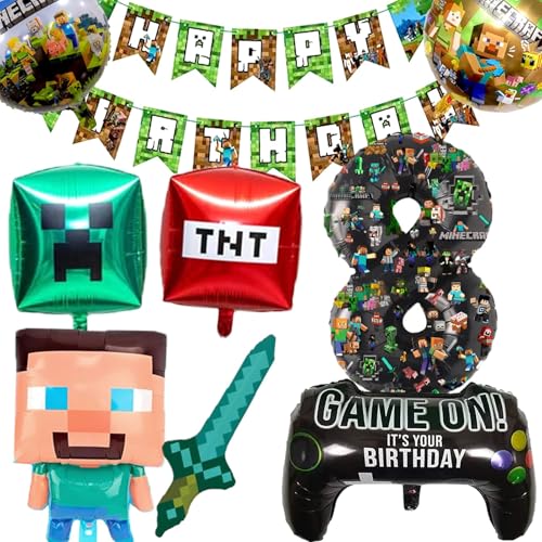8 Jahre Happy Birthday Ballon Banner Folienballons für Jungen Geburtstag Luftballons Cartoon Supplies Gaming Thema Party Supplies Dekoration 8. Gaming Geburtstag Dekorationen (8 8 Jahre Happy Birthday Ballon Banner Folienballons für Jungen Geburtstag Luftballons Cartoon Supplies Gaming Thema Party Supplies Dekoration 8. Gaming Geburtstag Dekorationen (8 von Soanwind