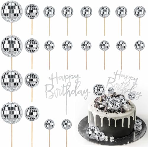 Socluer 23 Stück Discokugel Kuchen Toppers Set mit Happy Birthday Topper, 1970S Disco Tortendeko, Disco Balls Cake Toppers für Geburtstags, Disko Themenparty Socluer 23 Stück Discokugel Kuchen Toppers Set mit Happy Birthday Topper, 1970S Disco Tortendeko, Disco Balls Cake Toppers für Geburtstags, Disko Themenparty von Socluer