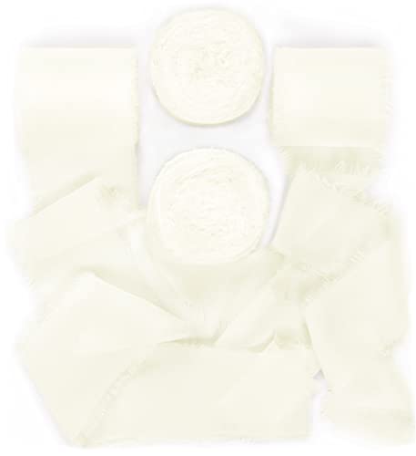 Socomi Chiffon-Seidenband, handgefertigt, 4 Rollen, ausgefranste Fransenbänder für Hochzeitseinladungen, Brautsträuße, Geschenkverpackungen, cremefarben Socomi Chiffon-Seidenband, handgefertigt, 4 Rollen, ausgefranste Fransenbänder für Hochzeitseinladungen, Brautsträuße, Geschenkverpackungen, cremefarben von Socomi