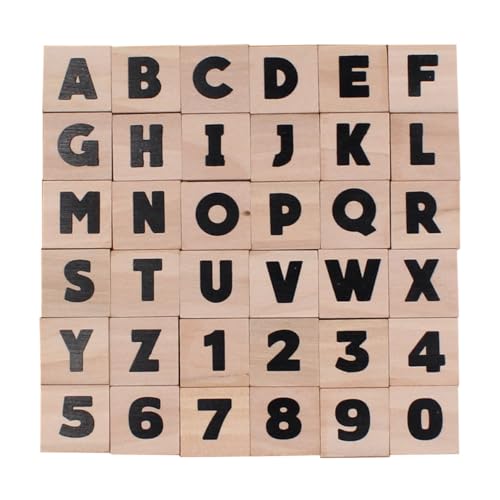LOOLIPO – Holzstempel – Mini Stempel aus Holz Buchstaben und Zahlen – 2 x 2 x 2 cm – 36 Stück – Kreative Freizeit – L740202 von Sodertex