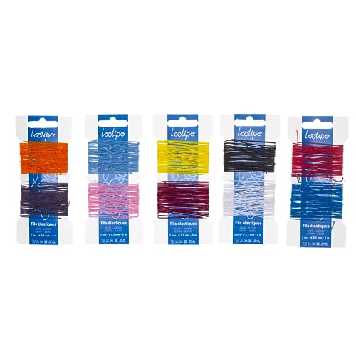 Packung mit elastischen Polyesterfaden – 0,5 mm x 5 ml – 10 Stück – 10 verschiedene Farben von Sodertex