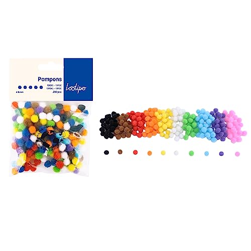Sodertex - Packung mit kleinen bunten Pompons – 8 mm – 200 Stück – 10 Farben – L791001 – Kreatives Hobby von Sodertex