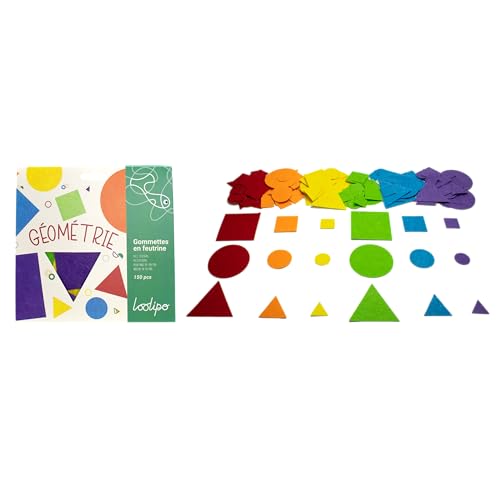 Sodertex L208968 Filz-Sticker, 1 mm, geometrische Formen, 4 Größen, 10 Farben, 150 Stück von Sodertex