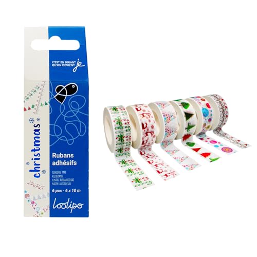 Sodertex L919000 Mini-Klebeband, wiederverwendbar, Breite 15 mm, Länge 10 m, Motiv: Weihnachten von Sodertex