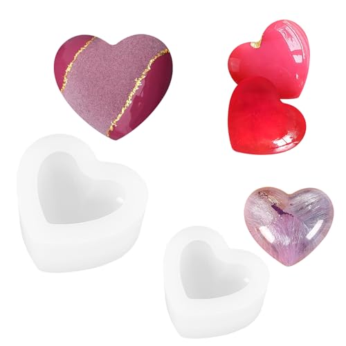 SoeUyd 2 Stück Liebe Herzform Silikonform, Silikonform Herz. Gießform Herz, DIY Herzförmige Kerze Kristall Silikonformen für Küche Schokolade Kuchen Formen oder DIY Seife, Kerze Handwerk Dekoration von SoeUyd