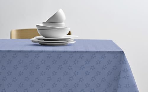 Södahl Forget-me-not Runde Tischdecke 160 cm aus 100% Baumwolle in Damast-Gewebe, Tischtuch Rund, Durchm. 160 cm, Skye Blue (Blau) von Södahl