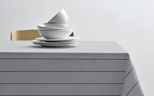 Södahl Line Tischdecke aus 100% Baumwolle, Moderner Tischtuch mit Streifen, 140 x 220 cm, Light Grey/Ash von Södahl