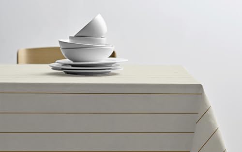Södahl Line Tischdecke aus 100% Baumwolle, Moderner Tischtuch mit Streifen, 140 x 270 cm, Offwhite/Gold von Södahl