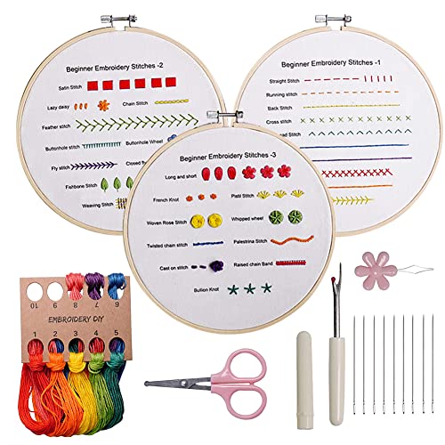 Beginners Embroidery Stitch Practice Kit for Craft Lover, Embroidery Kit to Learn Different Stitches, Cross Stitch Tools for Adults and Kids Beginners , Hand Stitching Practice Embroidery Skills von Soekodu