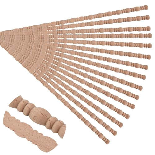 Soengsau 15 Stück 40 cm unlackierte Holzperlen und Spulenverzierung – einfach zu bemalen, niedliche dekorative Formteile DIY Handwerk für Möbelrahmen, Spiegelkanten, Wand, Tür, Schrank, Kommode, Regal von Soengsau