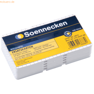 Soennecken Ersatzkarten 1813 102x56mm kariert weiß 100 Stück von Soennecken