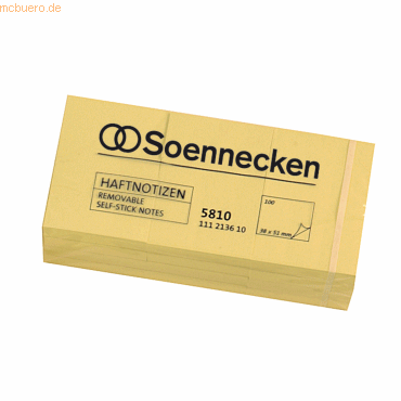 Soennecken Haftnotiz 5810 50x40mm hellgelb 12x100 Blatt 12 Stück Soennecken Haftnotiz 5810 50x40mm hellgelb 12x100 Blatt 12 Stück von Soennecken
