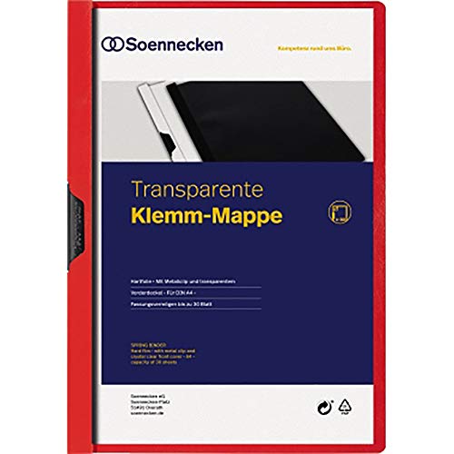 Soennecken Klemmmappe 3316 DIN A4 bis 30Blatt PVC rot Soennecken Klemmmappe 3316 DIN A4 bis 30Blatt PVC rot von Soennecken