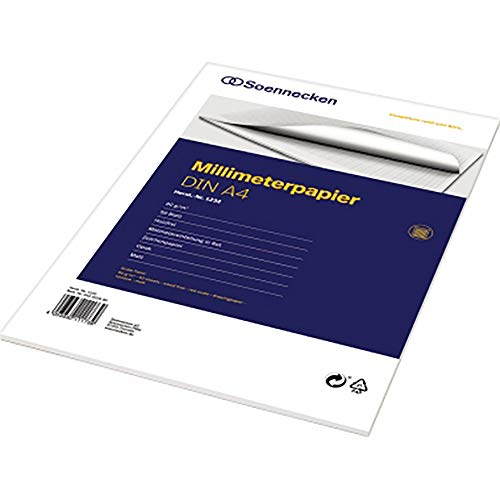 Soennecken Millimeterblock 1232 DIN A4 Bücherpapier 50Blatt rot von Soennecken