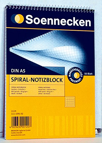 Soennecken Notizblock 1119 DIN A5 60g kariert 50Blatt weiß Soennecken Notizblock 1119 DIN A5 60g kariert 50Blatt weiß von Soennecken