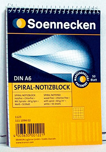 Soennecken Notizblock 1123 DIN A6 60g kariert 50Blatt weiß Soennecken Notizblock 1123 DIN A6 60g kariert 50Blatt weiß von Soennecken