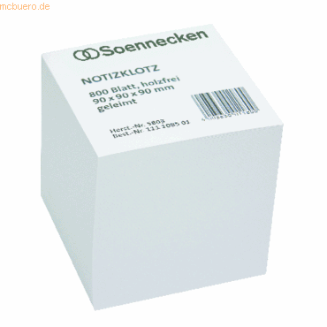 Soennecken Notizklotz 5803 9x9x9cm 800 Blatt weiß Soennecken Notizklotz 5803 9x9x9cm 800 Blatt weiß von Soennecken