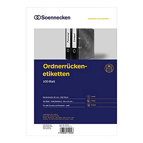 Soennecken Ordneretikett 66308 schmal/kurz sk weiß 700 St./Pack. von Soennecken